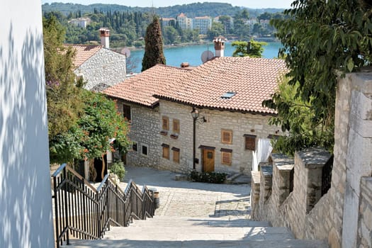 historic houses in the port city of Rovinj in Croatia