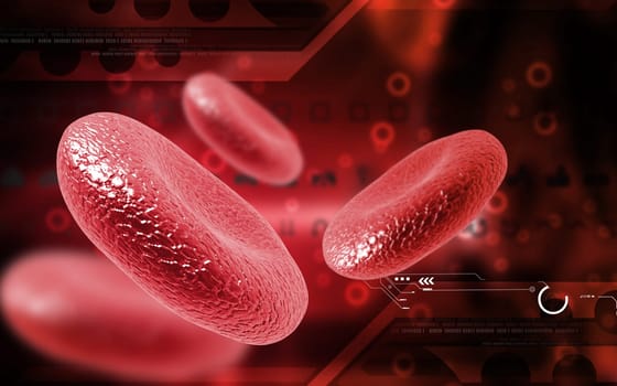 Digital illustration of blood cell in colour background