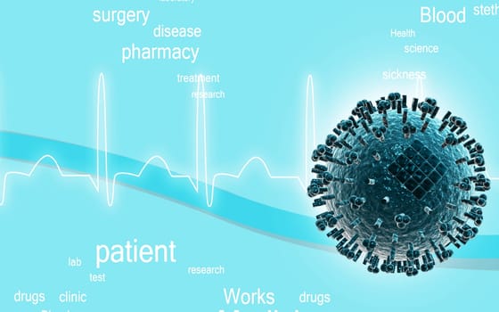 Digital illustration of avian virus in colour background