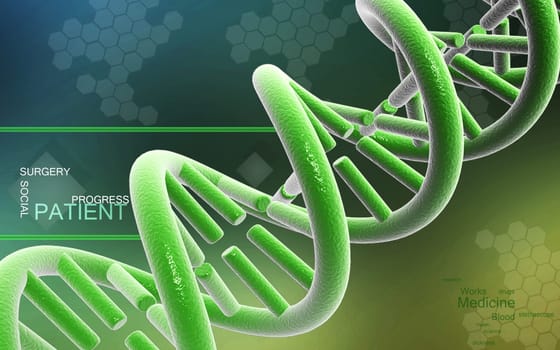 Digital illustration DNA structure in colour background