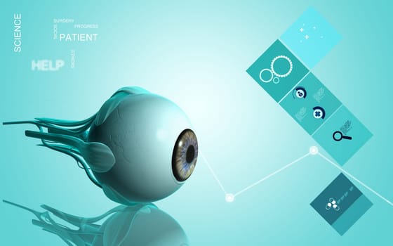Digital illustration of eye in colour background