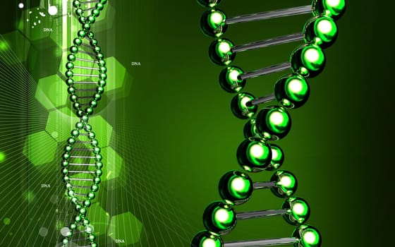 Digital illustration DNA structure in colour background
