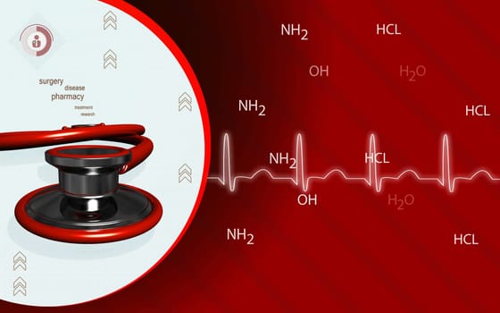 Digital illustration of stethoscope in colour background