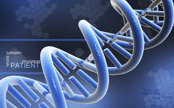 Digital illustration DNA structure in colour background
