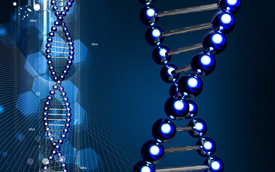 Digital illustration DNA structure in colour background