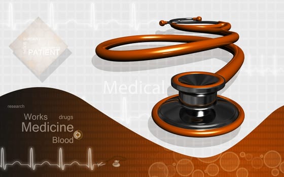 Digital illustration of stethoscope in colour background