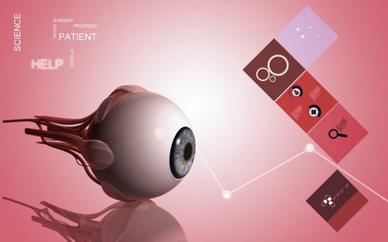 Digital illustration of eye in colour background