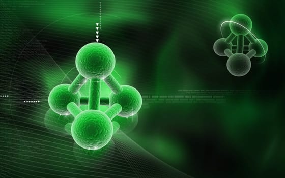 Digital illustration of molecules in colour background