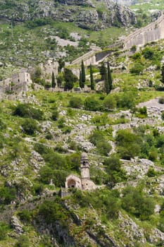 Kotor fortress walls in the old town