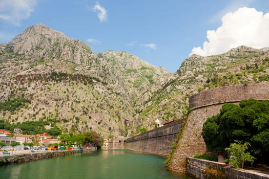 Kotor fortress walls in the old town