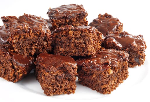 Chocolate cake cut into small pieces