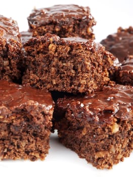Chocolate cake cut into small pieces