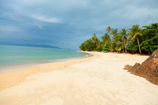 Koh Samui beach with palm trees and white sand