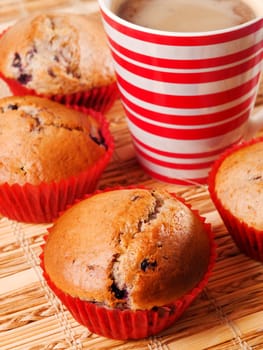 Berry muffins with coffee