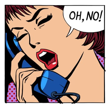 Oh no emotional conversation the woman on the phone. Technology communication relations people