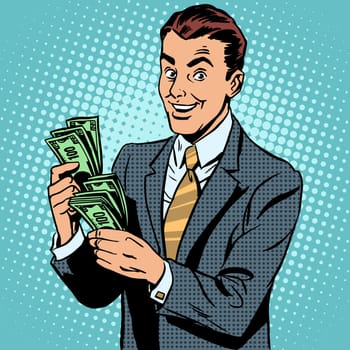 Businessman counting money dollars. Business and Finance