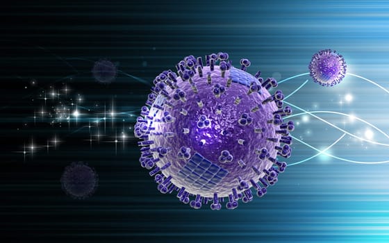 Digital illustration of avian virus in color background