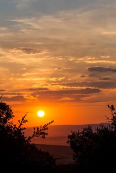 Beautiful glowing sunset in the African wilderness