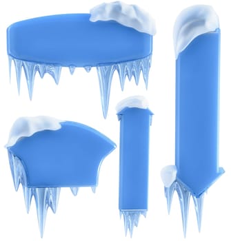 set of banners with snow and icicles, as a symbol winter holidays
