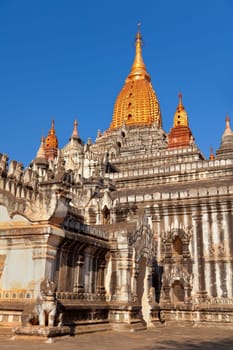 Ananda temple over blue sky in sunny day, Bagan, Myanmar