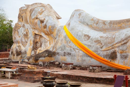 Wat Lokayasutharam is Temple of Reclining Buddha in Ayutthaya, Thailand