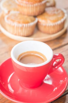 Banana cup cake and espresso, stock photo