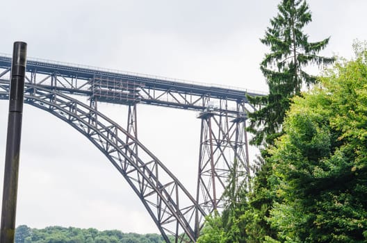 The Müngstener Bridge is the highest railway bridge in Germany. Until 1918 it was called Kaiser Wilhelm Bridge. Built in 1894 and has a height of 107 m with a total length of 465 m.
