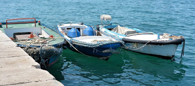 Fishing boats in the port of Rovinj in Croatia