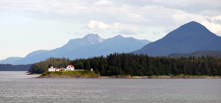Late afternoon light comes to the inside passage south of Juneau