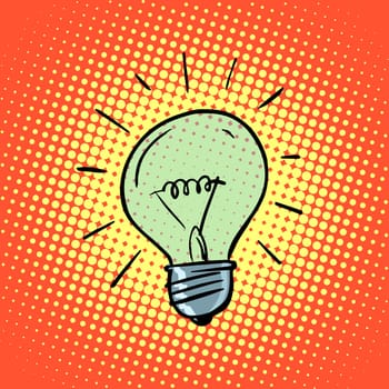 Light bulb electricity symbol ideas retro style pop art