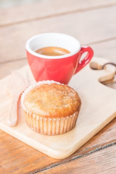 Banana cup cake and espresso, stock photo
