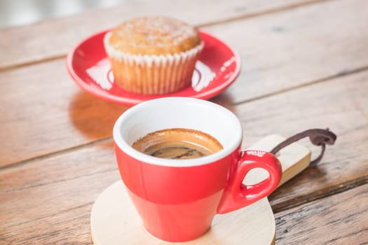 Banana cup cake and espresso, stock photo