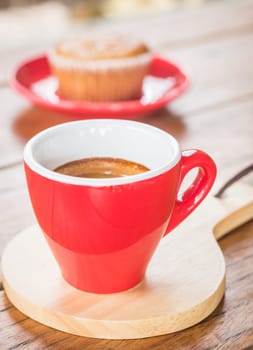 Banana cup cake and espresso, stock photo