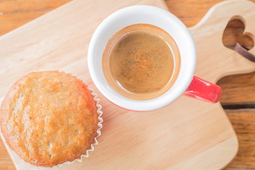 Banana cup cake and espresso, stock photo