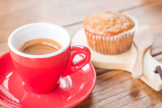 Banana cup cake and espresso, stock photo