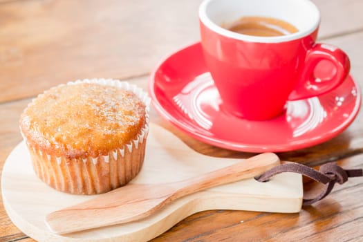 Banana cup cake and espresso, stock photo