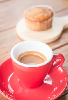 Banana cup cake and espresso, stock photo
