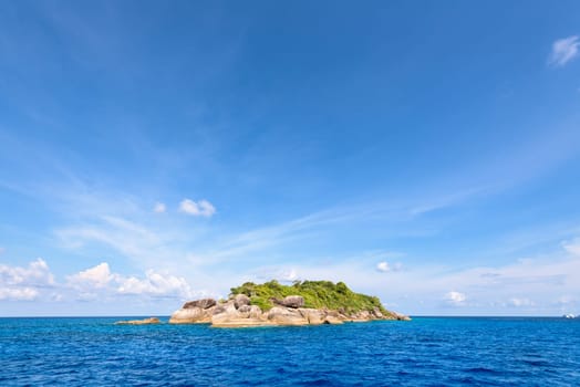 Ko Ha is a small island surrounded by the blue sea under a summer sky at the Mu Ko Similan National Park, Phang Nga Province, Thailand
