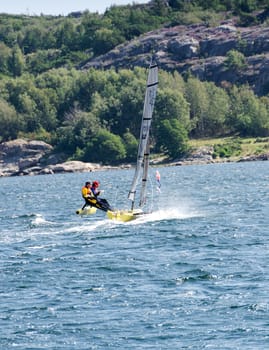 compettion with sailboat on swedish westcoast this is a catamaran