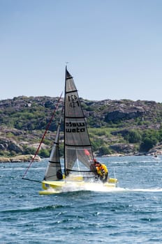 compettion with sailboat on swedish westcoast this is a catamaran