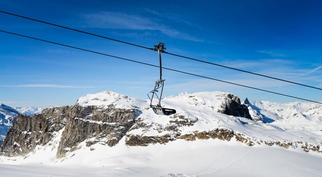 Llandscape and ski resort in French Alps,Tignes, Le Clavet, Tarentaise, France