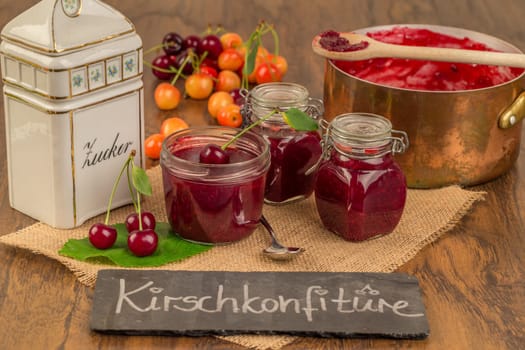 Cook cherry jam