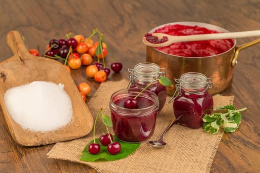 Cook cherry jam