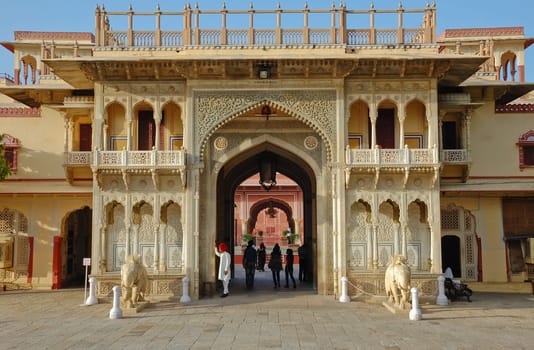 Entrance arch at City palace in Jaipur, India