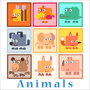 Set animals baby style birds amphibians insects Pets