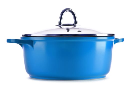 Steel pot isolated on white background.