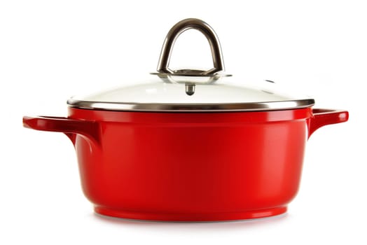 Steel pot isolated on white background.
