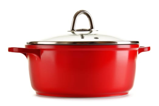 Steel pot isolated on white background.