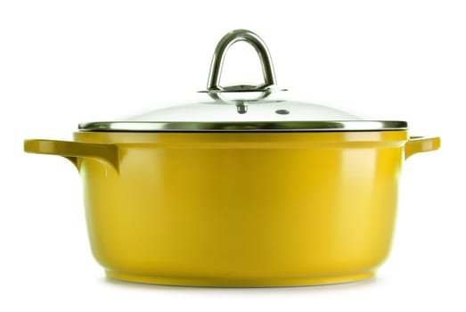 Steel pot isolated on white background.