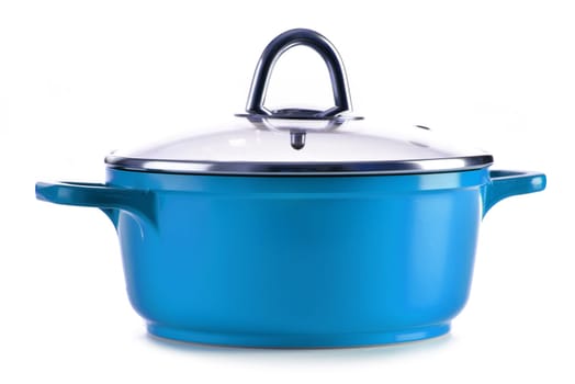 Steel pot isolated on white background.